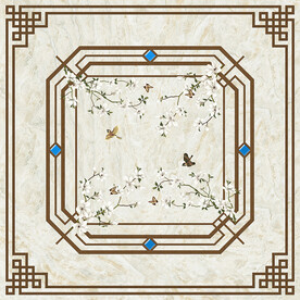 新中式花鸟吊顶壁画