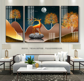 金色轻奢客厅装饰画简约装饰画