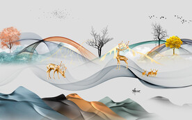 高档客厅山水新画 文件分层 