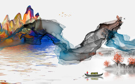 简约 客厅山水新画 文件分层 