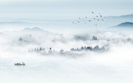 背景墙高清新山水画 文件分层画