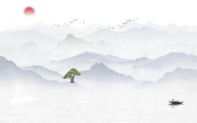 简约高清新山水画 文件分层画