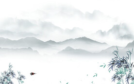 中国风高清新山水画 文件分层画