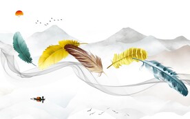 现代 高清新山水画 文件分层画