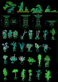 CAD植物盆景素材