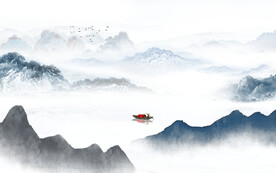 新款山水墙画 文件分层画