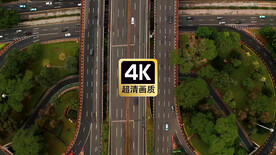 航拍素材立交桥上高速行驶的车辆