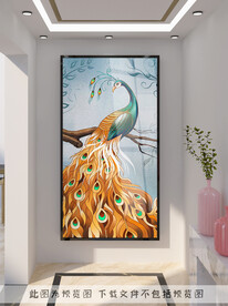 孔雀玄关装饰画
