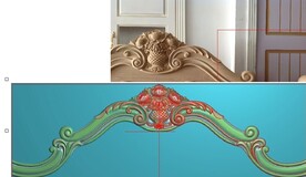 牡丹床头木雕图