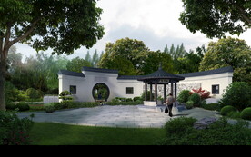 高清苏式园林效果图PSD分层