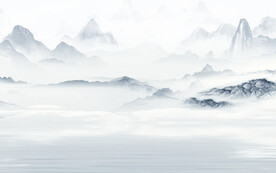 中式 客厅意境山水 文件分层 