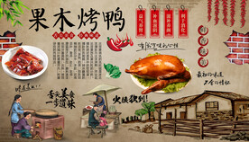 果木烤鸭背景墙