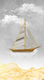 装饰画 晶瓷画 帆船