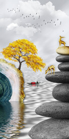 装饰画 晶瓷画 鹿