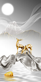 装饰画 晶瓷画 鹿