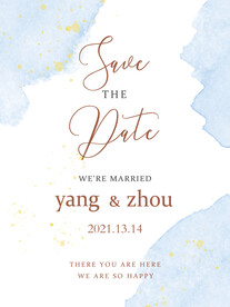 淡蓝色水墨婚礼水牌迎宾海报