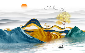 新中式山水背景墙