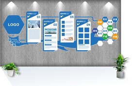 蓝色科技大气企业文化墙