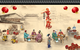 工装 重庆火锅背景画