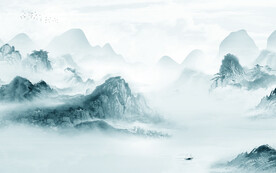 最新客厅意境山水 文件分层 