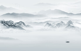 中式 客厅意境山水 文件分层 