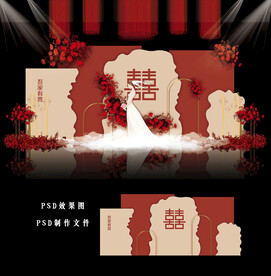 红色中式婚礼图片