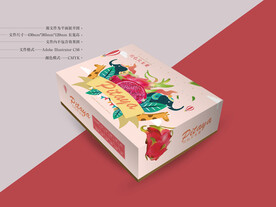 火龙果礼盒包装 平面图