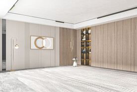 现代极简轻奢客厅空场景背景墙