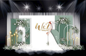 白绿色主题婚礼背景设计