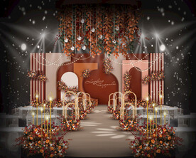 红橙色婚礼仪式区