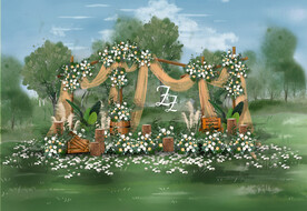 白橙色户外迎宾区