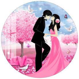 樱花之恋情侣圆形装饰画