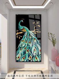 孔雀玄关装饰画
