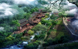 高清梯田景区PSD分层效果图