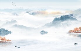 意境高档中式山水 文件分层 