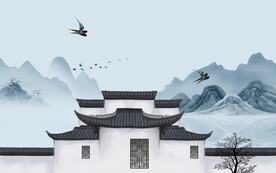 徽派新电视山水画 文件分层画