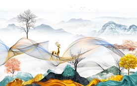 现代 新电视山水画 文件分层画