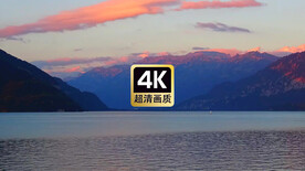 短视频素材晚霞远山镜湖渔船