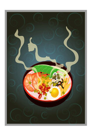 原创手绘矢量图螺狮粉装饰画