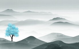 现代 新背景山水画 文件分层画