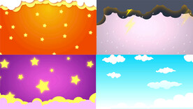 不同季节天空天气卡通背景视频