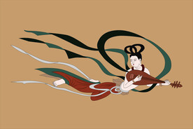 敦煌莫高窟404窟弹琵琶飞天