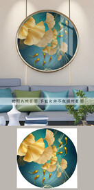 银杏叶圆形装饰画