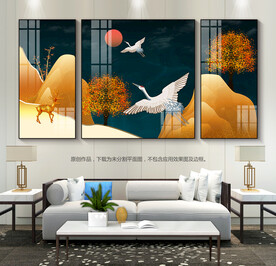 现代简约装饰画三联画晶瓷画