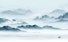 新中式新山水无框画 文件分层画