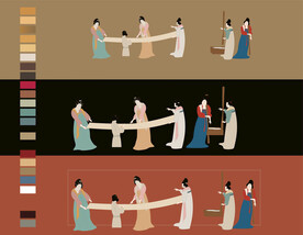 捣练图 带线稿 配色 