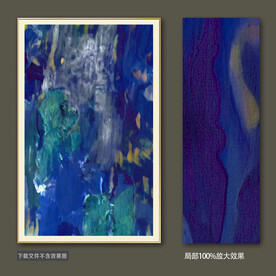 蓝色轻奢手绘抽象油画装饰画