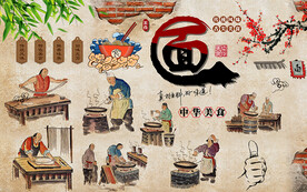 复古砖墙面食美食工装背景墙