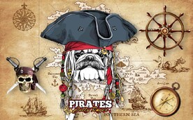 复古欧美风狗海盗餐饮酒吧背景墙