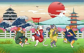 浮世绘日本料理餐饮背景墙壁画